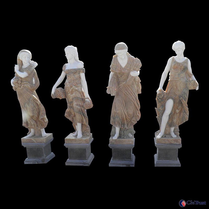 Stone carving life size female sculptures
